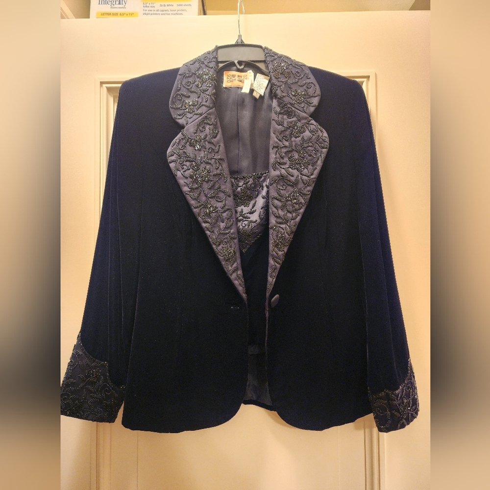 Beaded and velvet evening jacket with matching top